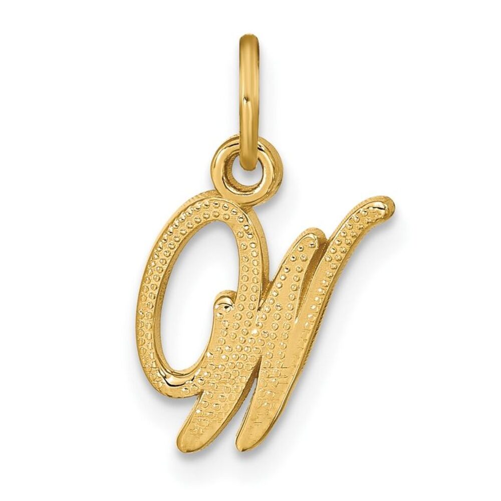 14k Yellow Gold Script Letter W Initial Charm - image 1